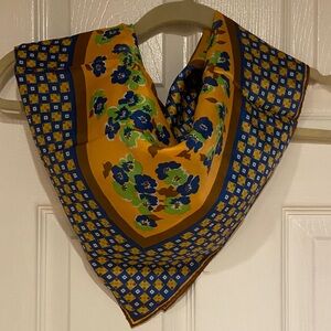 Vintage Robinson Golluber Floral Patterned Scarf - Yellow and Blue